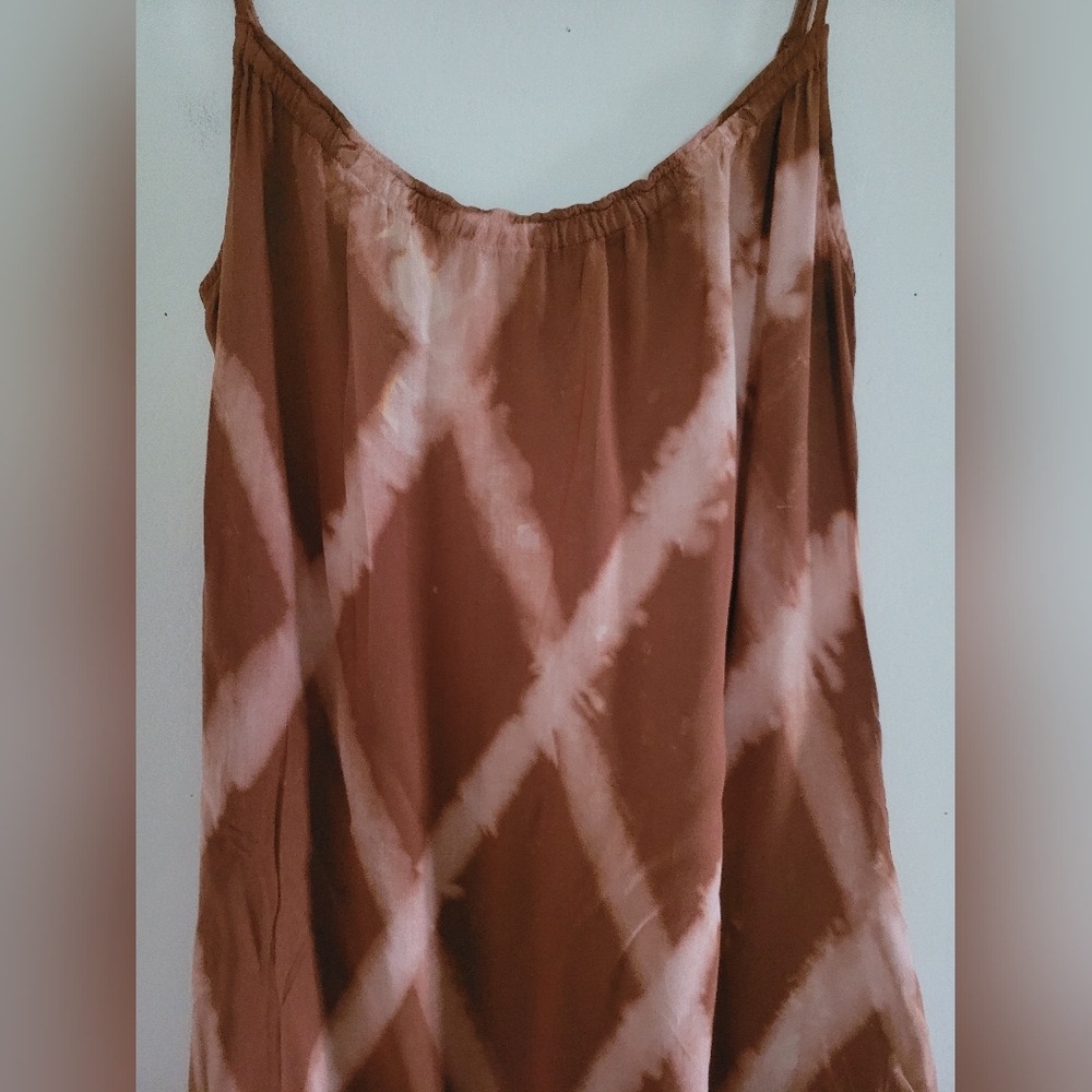 Anthropologie The Odells Brown Tie Dye Boho Beach Casual Morgana Midi Dress XS - Picture 3 of 11
